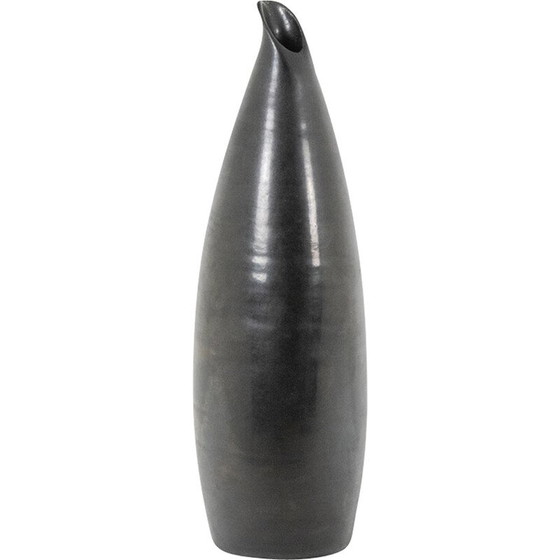 Image 1 of Vintage earthenware vase turned by Les Potiers d'Accolay, 1955