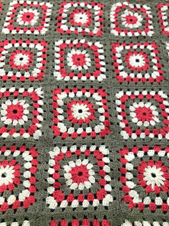 Image 1 of Vintage Spread Rug Rug Crocheted Granny Squares 150 X 130