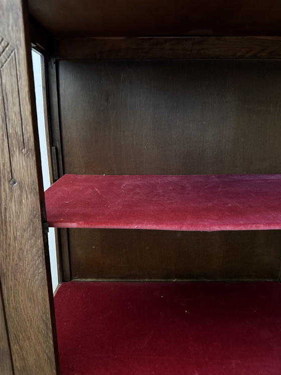 Image 1 of Vitrine vintage avec panneaux latéraux en verre