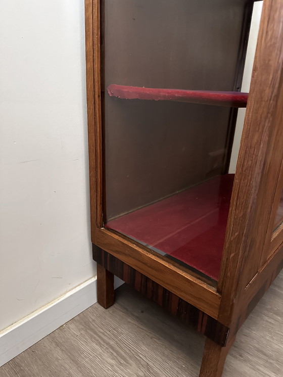 Image 1 of Vitrine vintage avec panneaux latéraux en verre