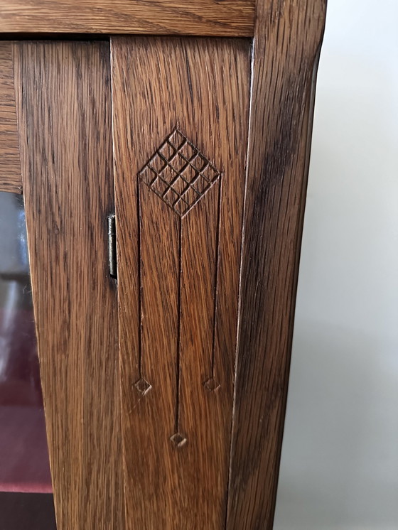 Image 1 of Vitrine vintage avec panneaux latéraux en verre