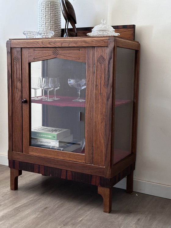 Image 1 of Vitrine vintage avec panneaux latéraux en verre