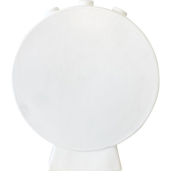 Image 1 of Vaso vintage a forma di tulipano in ceramica bianca di Pol Chambost, Francia anni '40