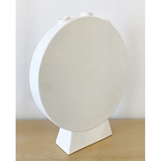 Image 1 of Vaso vintage a forma di tulipano in ceramica bianca di Pol Chambost, Francia anni '40