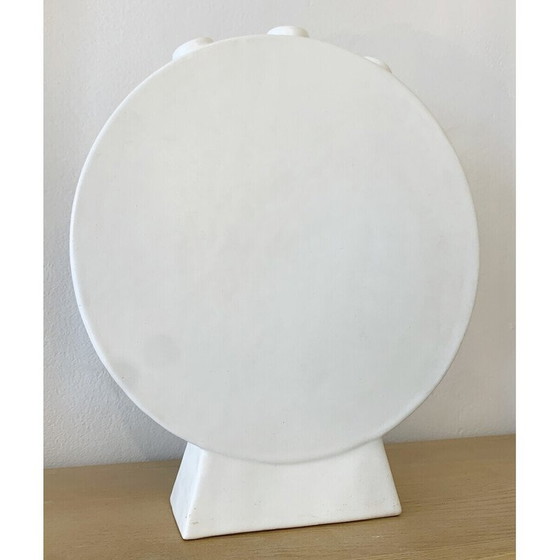 Image 1 of Vaso vintage a forma di tulipano in ceramica bianca di Pol Chambost, Francia anni '40