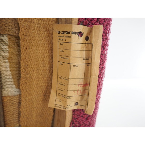 Image 1 of Pair of vintage wood and fabric armchairs by Jindrich Halabala, Czechoslovakia 1960