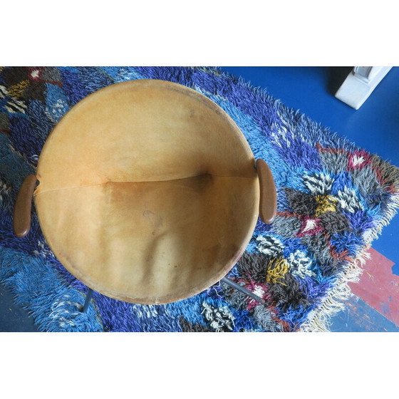 Image 1 of Poltrona vintage in teak e pelle di Hans Olsen per Lea Design, Svezia 1950