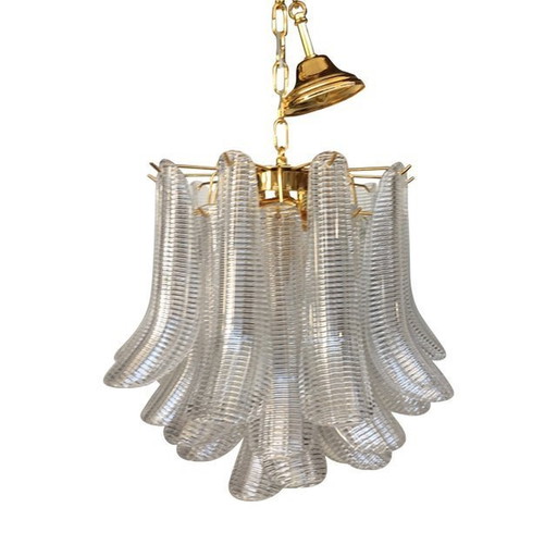 Contemporary Murano Glass "Sella" Chandelier With Gold 24K Metal Frame