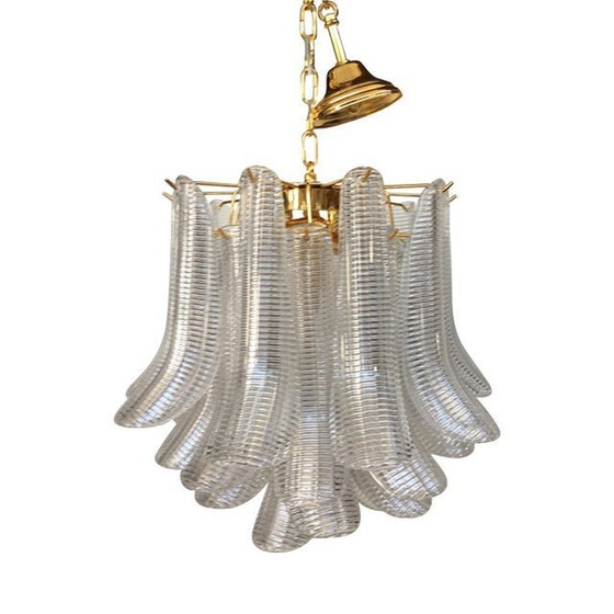 Image 1 of Contemporary Murano Glass "Sella" Chandelier With Gold 24K Metal Frame