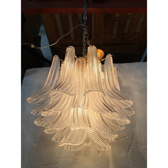 Image 1 of Contemporary Murano Glass "Sella" Chandelier With Gold 24K Metal Frame