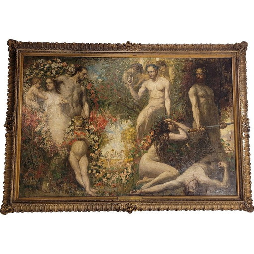 Vintage painting "Peace and the Arts are better than the brutal Glory of Arms" by Philippe Swyncop