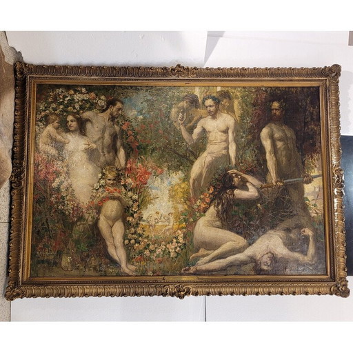 Vintage painting "Peace and the Arts are better than the brutal Glory of Arms" by Philippe Swyncop