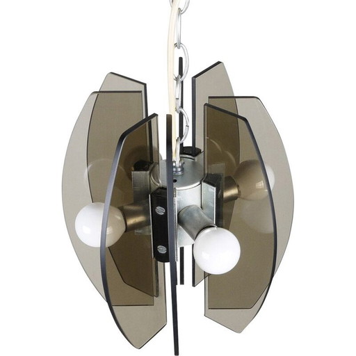 Vintage glass pendant lamp, Italy 1970