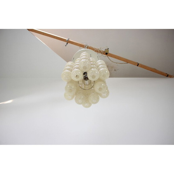 Image 1 of Vintage metal and plastic chandelier by Josef Hurka for Napako, Czechoslovakia 1970