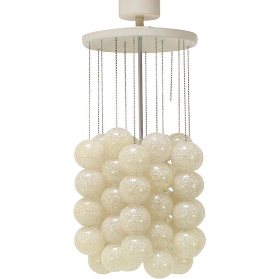 Image 1 of Vintage metal and plastic chandelier by Josef Hurka for Napako, Czechoslovakia 1970
