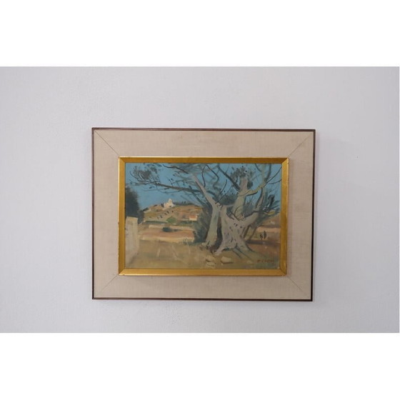 Image 1 of Vintage landscape oil on panel by Ove Olson, 1960s