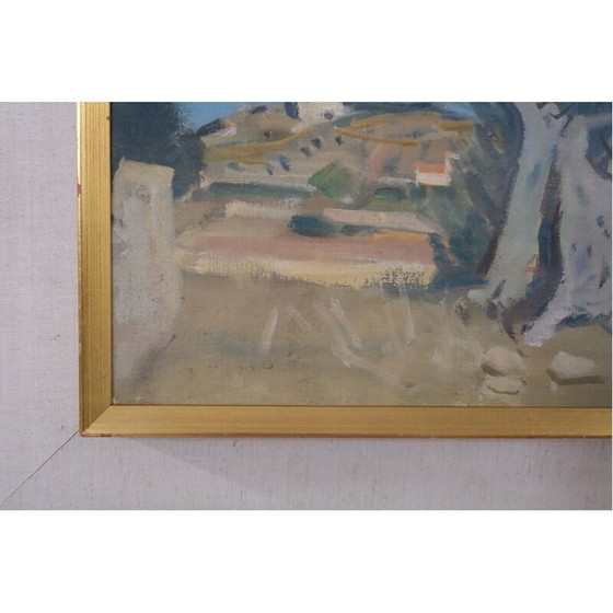 Image 1 of Vintage landscape oil on panel by Ove Olson, 1960s