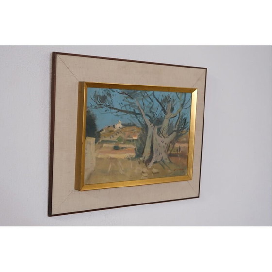Image 1 of Vintage landscape oil on panel by Ove Olson, 1960s