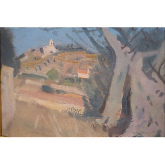 Image 1 of Vintage landscape oil on panel by Ove Olson, 1960s
