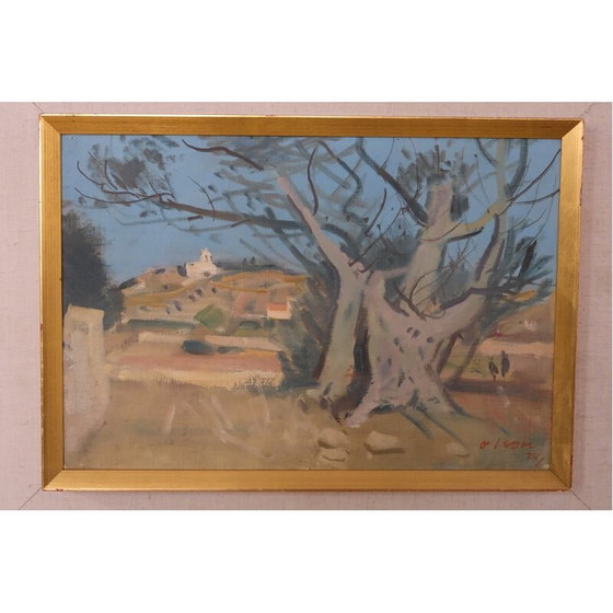 Image 1 of Vintage landscape oil on panel by Ove Olson, 1960s