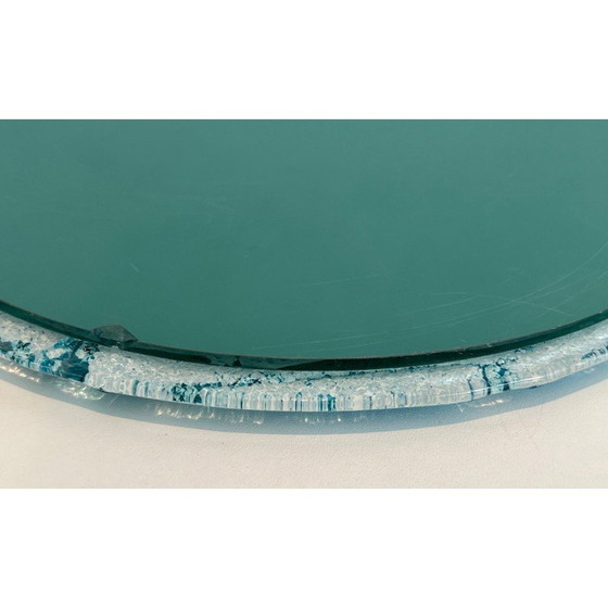 Image 1 of Round vintage mirror in bluish glass