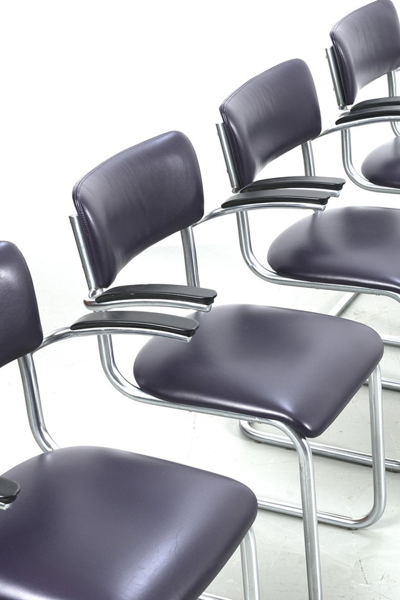 Image 1 of 4x Vintage chrome tubular frame chairs, set