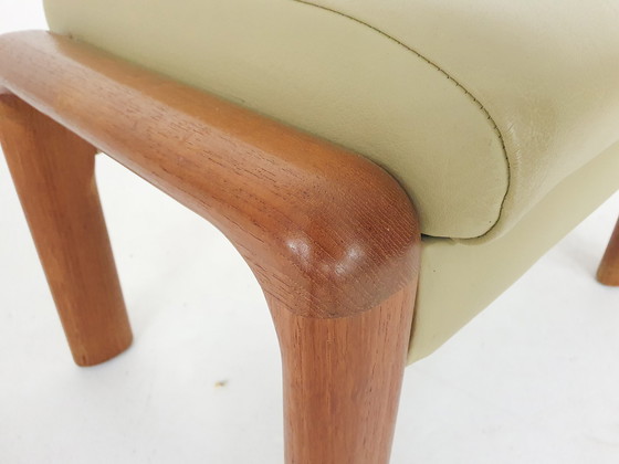 Image 1 of Leather and teak ottoman by Sven Ellekaer for Komfort, Denmark 1960s