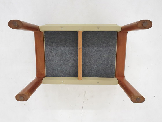 Image 1 of Pouf en cuir et teck de Sven Ellekaer pour Komfort, Danemark, années 1960