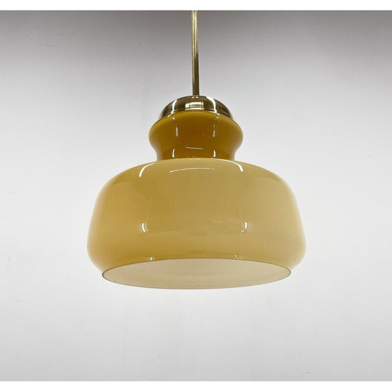 Image 1 of Vintage brass and glass pendant lamp, Czechoslovakia 1970