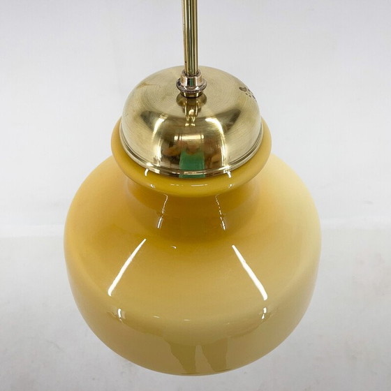 Image 1 of Vintage brass and glass pendant lamp, Czechoslovakia 1970