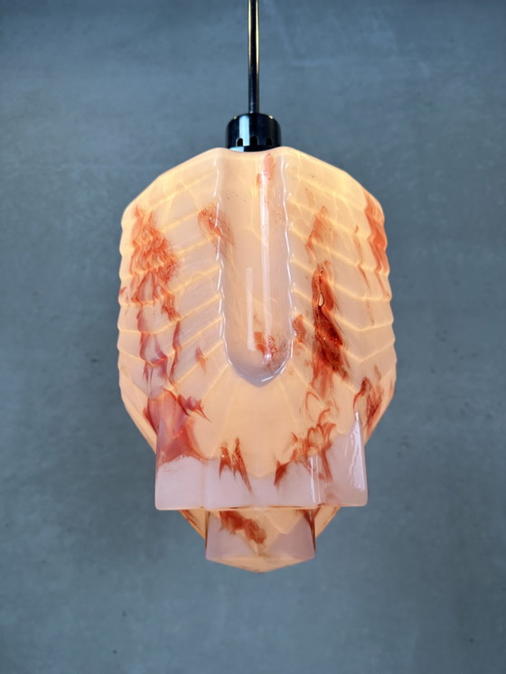 Image 1 of Art deco skyscraper marbled rose opaline