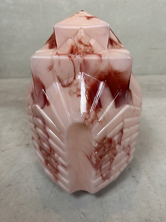 Image 1 of Art deco skyscraper marbled rose opaline