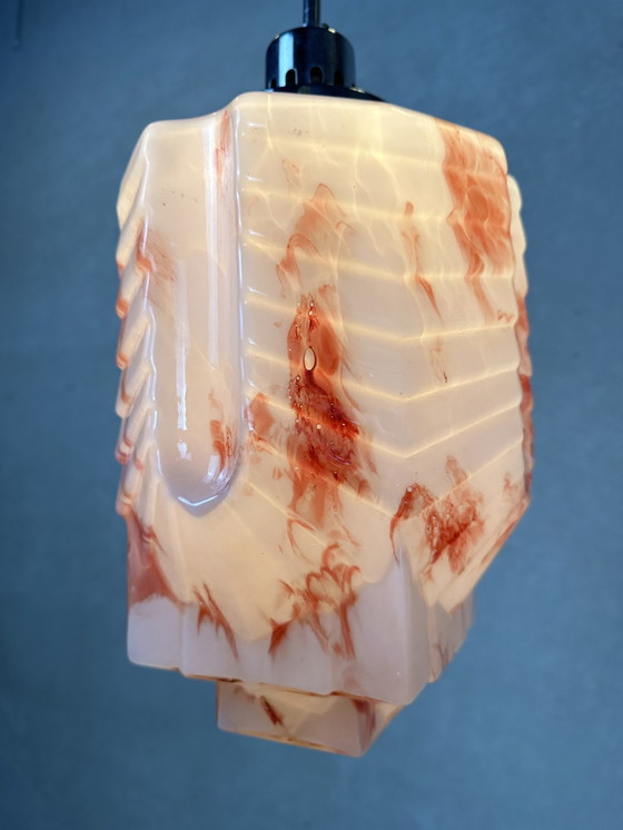 Image 1 of Art deco skyscraper marbled rose opaline