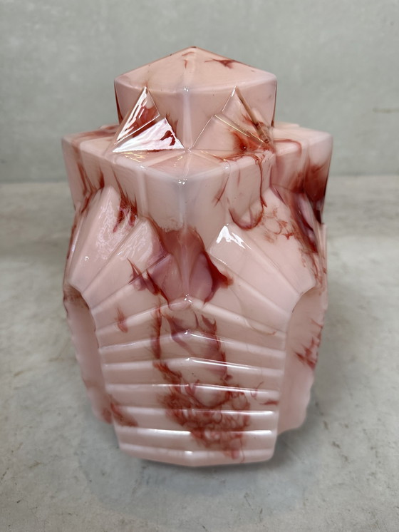 Image 1 of Art deco skyscraper marbled rose opaline