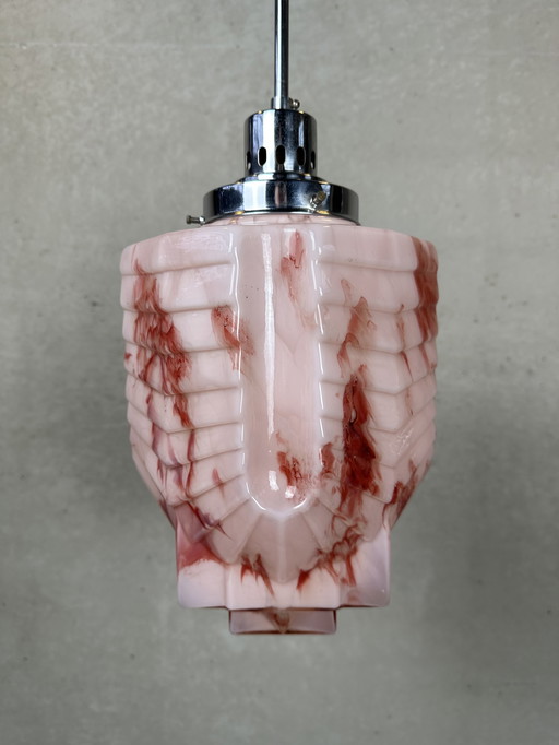 Art deco skyscraper marbled rose opaline