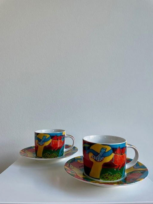 2 X Cup And Saucer Corneille - 'L' Été Commençant'