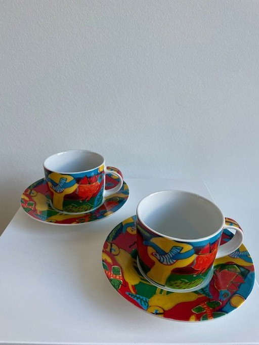 2 X Cup And Saucer Corneille - 'L' Été Commençant'