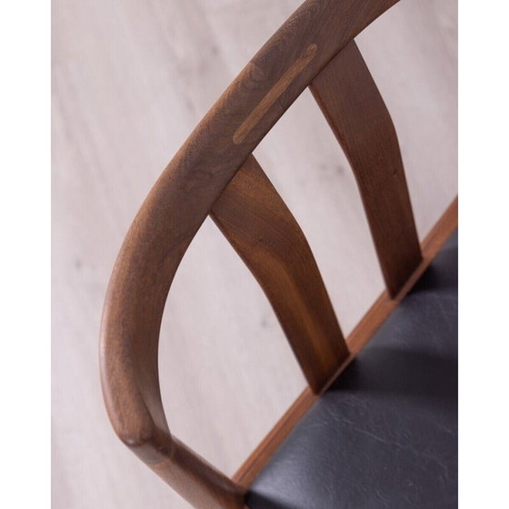 Image 1 of Pair of vintage teak and black leather chairs, Denmark 1960s