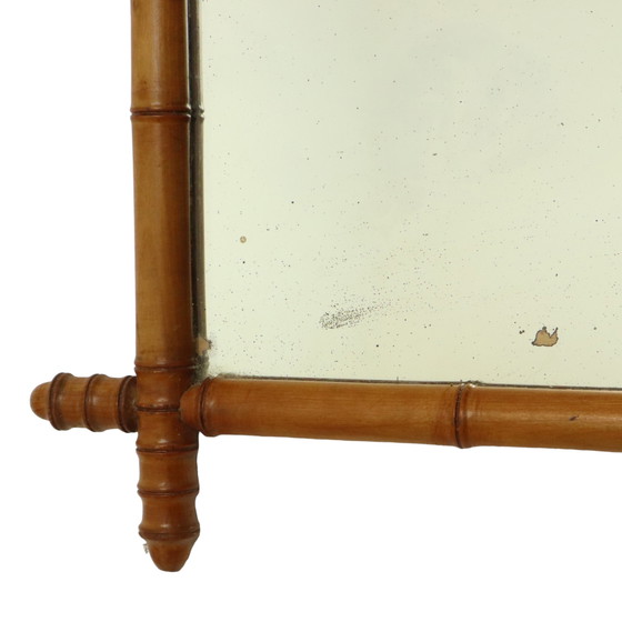 Image 1 of Antique Wooden Faux Bamboo Mirror