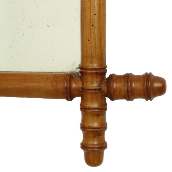 Image 1 of Antique Wooden Faux Bamboo Mirror