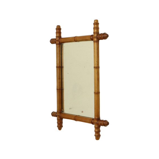 Image 1 of Antique Wooden Faux Bamboo Mirror