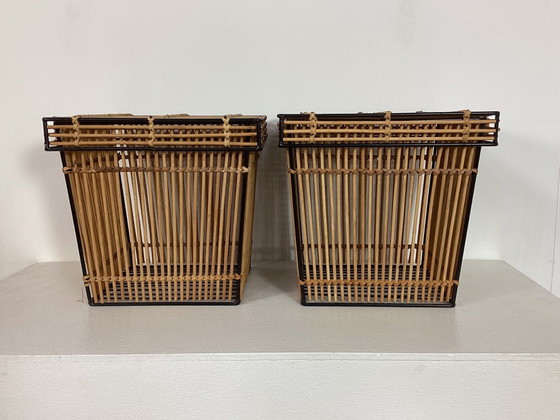 2x Corbeilles en rotin Vintage 1960s Corbeilles – Rohé Noordwolde, Objets déco, Wicker, Metal (photo 5 of 8)