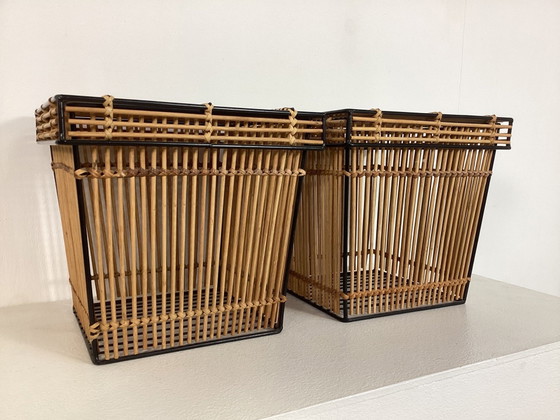 2x Corbeilles en rotin Vintage 1960s Corbeilles – Rohé Noordwolde, Objets déco, Wicker, Metal (photo 6 of 8)