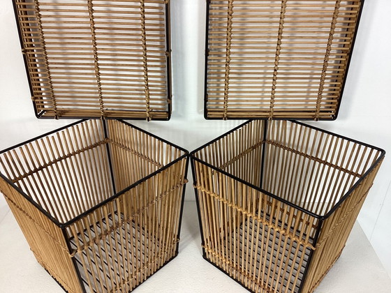 2x Corbeilles en rotin Vintage 1960s Corbeilles – Rohé Noordwolde, Objets déco, Wicker, Metal (photo 4 of 8)