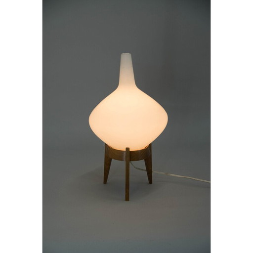 Vintage wood and glass table lamp by Uluv, Czechoslovakia 1960s