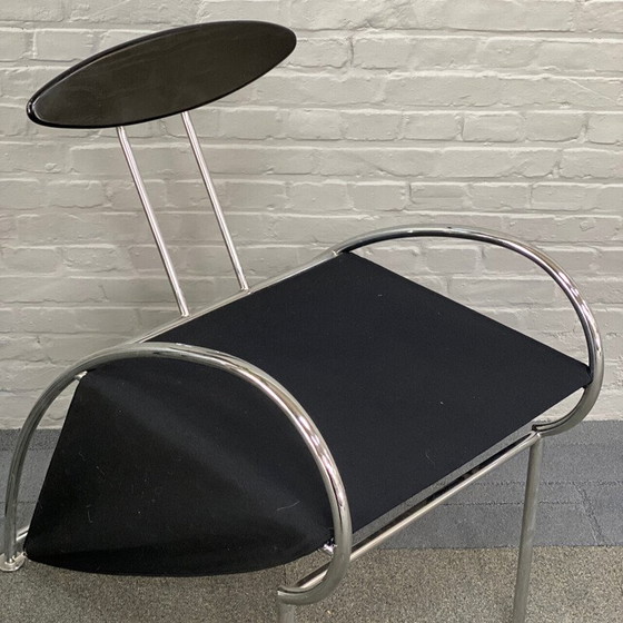 Image 1 of Vintage Velox armchair in chrome tube and black stained wood by Massimo Losa Ghini for Moroso, Italy 1980
