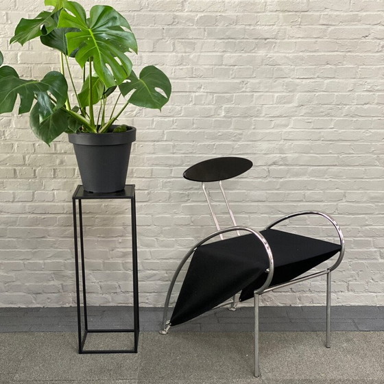 Image 1 of Vintage Velox armchair in chrome tube and black stained wood by Massimo Losa Ghini for Moroso, Italy 1980