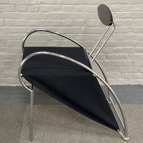 Image 1 of Vintage Velox armchair in chrome tube and black stained wood by Massimo Losa Ghini for Moroso, Italy 1980