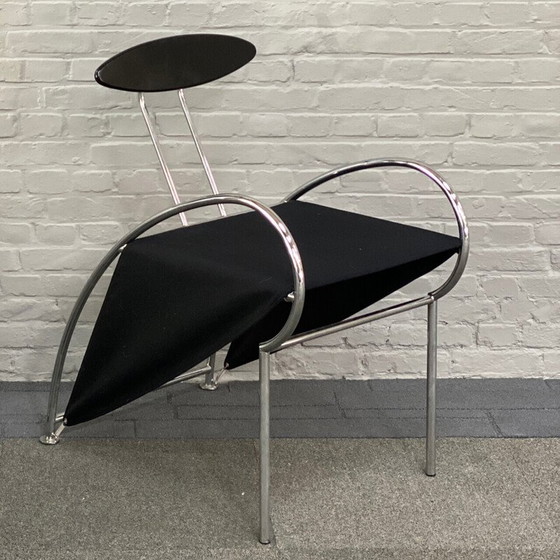 Image 1 of Vintage Velox armchair in chrome tube and black stained wood by Massimo Losa Ghini for Moroso, Italy 1980