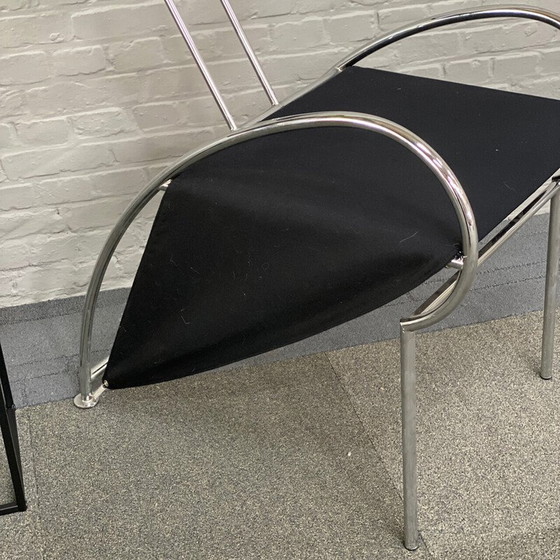 Image 1 of Vintage Velox armchair in chrome tube and black stained wood by Massimo Losa Ghini for Moroso, Italy 1980